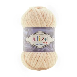 Alize 5 x 100 g Velluto Wool 500 g Super Bulky Chenille Yarn, Cuddly Soft 100 g, Pillow Baby Blanket etc. (Apricot Light 310)