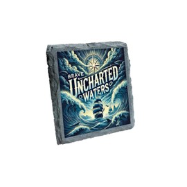 Brave Uncharted Waters Slate Coaster with Ship and Storm Design (slco-kf25-5890)