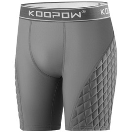 KOOPOW Adult Padded Sliding Shorts Men Slider Shorts Sliding Pads for Baseball, Football, Lacrosse, Hockey,Grey,L