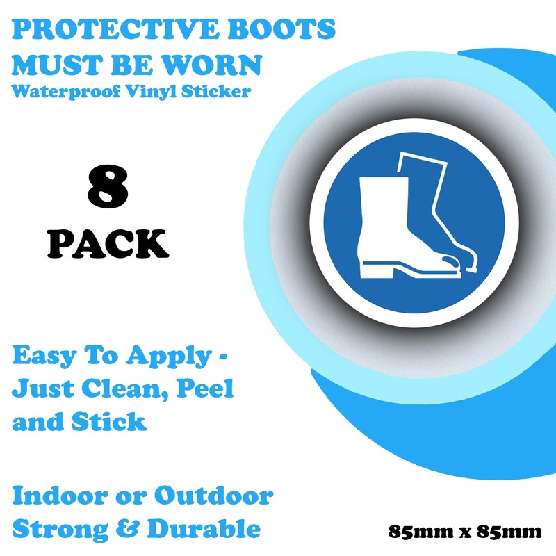 8 Pack - Protective Boots Must Be Worn Stickers -