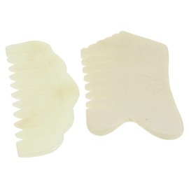 BIUDECO 2pcs Jade Massage Comb Dual Function Scalp Facial Scraping Tool for Relaxation Muscle Relief and Skin Care for Neck Back Hand and Arm Massage
