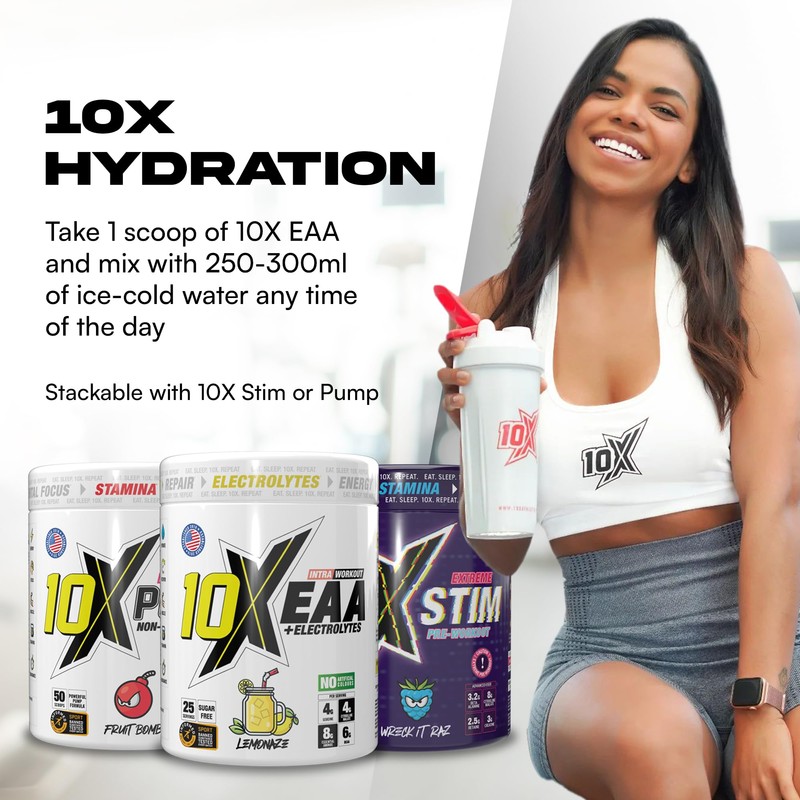 10X Athletic Full Essential Amino Acids Blend with Electrolytes, Sugar