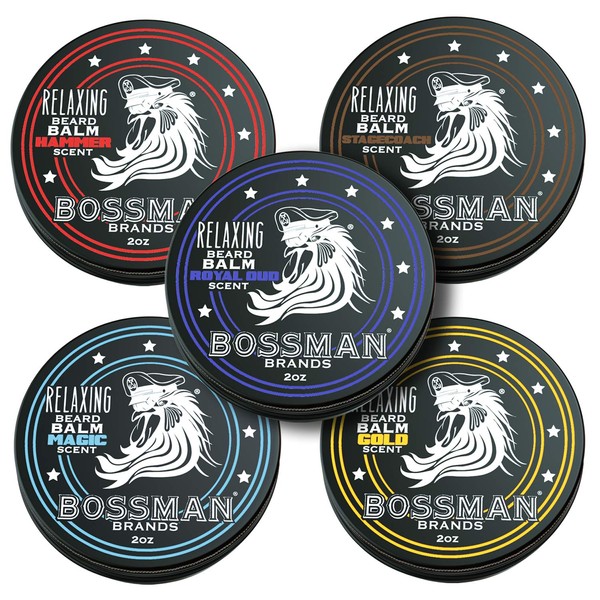 Bossman Beard Balm Variety Pack - Beard Grooming, Growth and Care Kit - Softener and Moisturizer - All 5 Scents