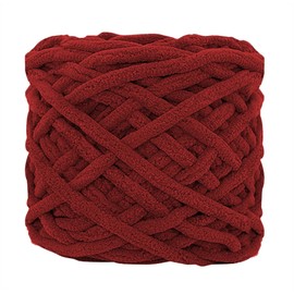 Chunky Chenille Yarn for Crocheting,Fluffy Velvet Plush,Thick Soft Chunky Chenille Yarn Baby Blanket Yarn for Crocheting Knitting Beginners (1PACK,RED)