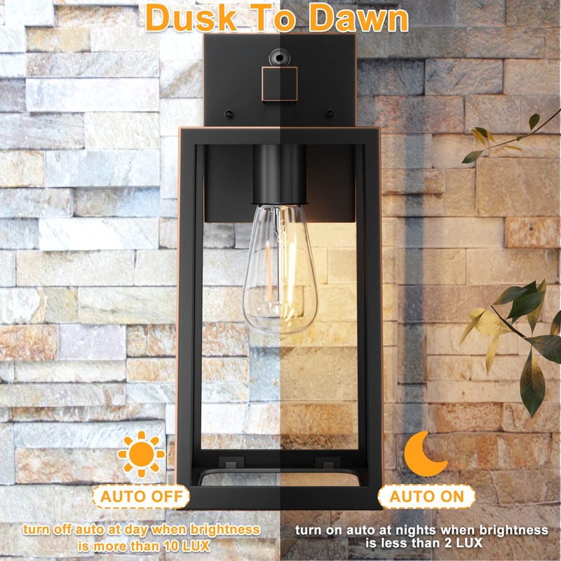 SHINE HAI Dusk to Dawn Outdoor Wall Lantern, Exterior Wall