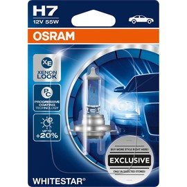 Osram 64210DR1-01B GLL H7 WHITESTAR halogen car lamp with up to 20% more light in Xenon look, 12 Volt 55 Watt