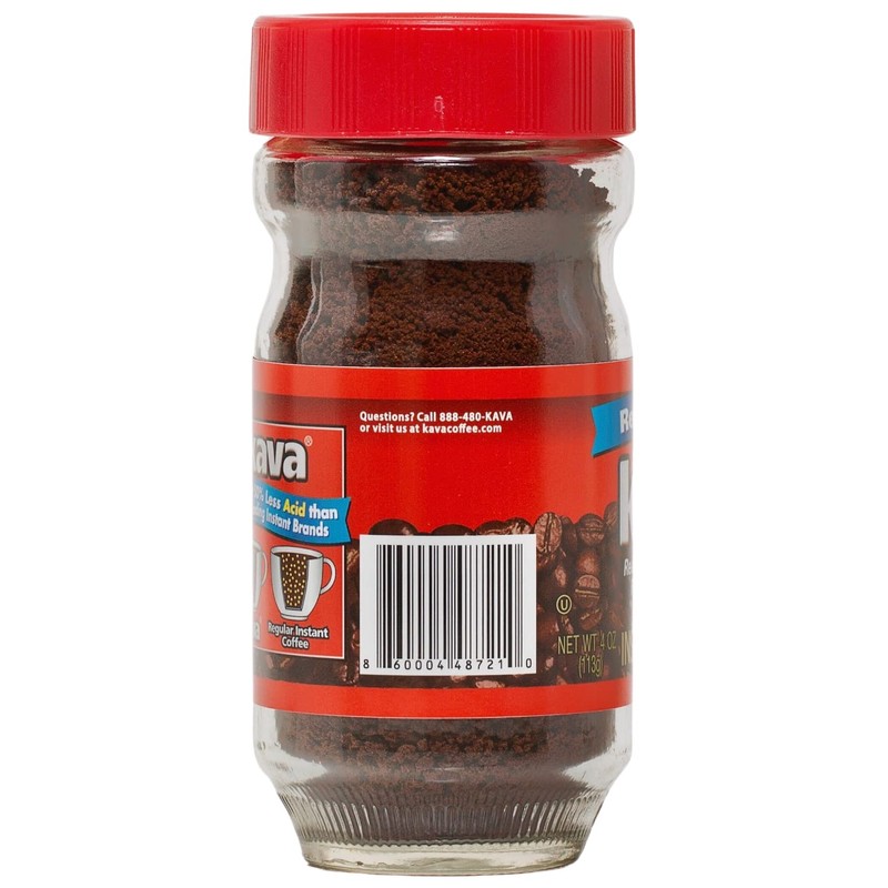Kava Reduced Acid Instant Coffee, 4 Oz Jars (Pack of
