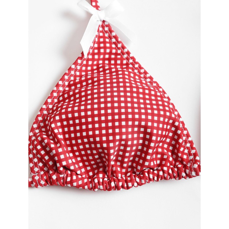 seamoly Women‘s Bikini Sets Two Piece Swimsuit Red Gingham Bow