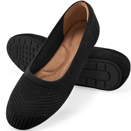 Reimferce Flats for Women Ballets Shoes: Black 7 Comfortable Knitted Dressy Work Flats - Ladies Wedding Flat Casual Shoes