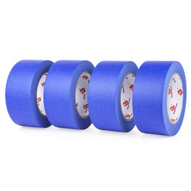 BOMEI PACK 2'' Blue Painters Tape, Paint Tape 2 inch x 55 Yards (220 Total Yards) 4 Rolls Painter's Tape Blue Masking Tape for Walls Painting, DIY Crafting, Decoration and School Projects