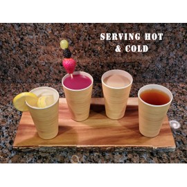 1 Click Bamboo Cups, Set of 4, Bamboo Fiber Tumbler, 14 OZ, Reusable cups, Dishwasher Safe, Durable, For Parties, Picnic, Outdoor and Home Use