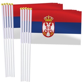 Serbia Handheld Small Flag Set,10 PCS 5×8 Inch Mini Serbians Hand Held Banner,Tiny Digital Printed Polyester Banner