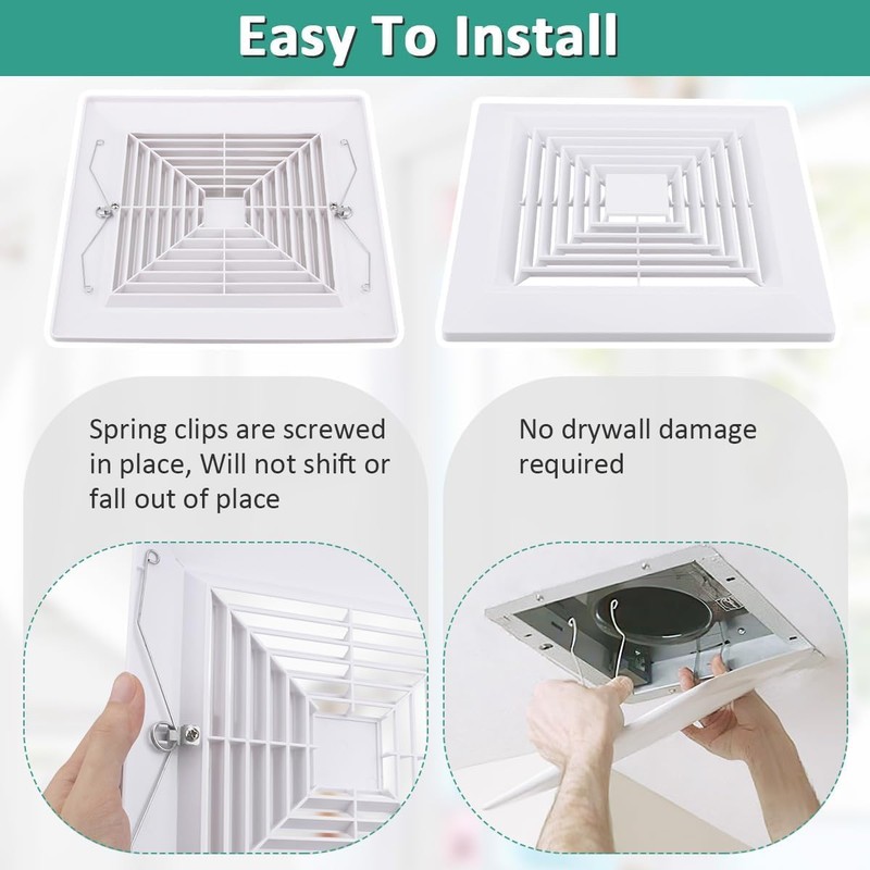1-Piece (9"x9"Inches) Bathroom Exhaust Fan Cover with Spring for Br-oan