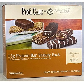 Proti Care High Protein Snack and Meal Replacement Diet Bars - 15g Protein Variety Pack - 7 count - Aspartame Free, Kosher, High Fiber (THREE BOXES - 21 SERVINGS)