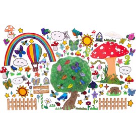 Toyland® 8 Piece Fairy Garden Accessory Set & 1 Pack of Stickers - Minature Fairy Accessories Including Washing Line