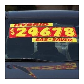 Generic Car Dealer Vinyl Windshield Slogan Stickers - Warranty 3 Dozen (36 Piece) RED ON Yellow Window Sign Stickers for Car Lots, Yellow,red, 14.5