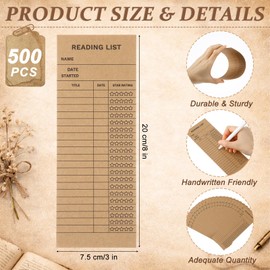 Resurhang 500 Pcs Reading List Bookmarks, 3x8 in Kraft Book Tracker Bulk
