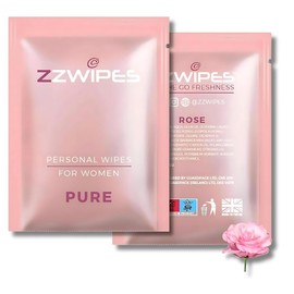 ZZWIPES Wet Wipes for Men & Women – Alcohol-Free Large, Individually Wrapped Intimate Hygiene Wipes, Pack of 30 each,Rose & Mint Scents, Ideal for Travel,Everyday Freshness and Holiday Essentials