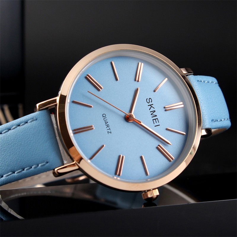 Women Girl Female Fashionable Quartz Round PU Leather Watch Wristwatch