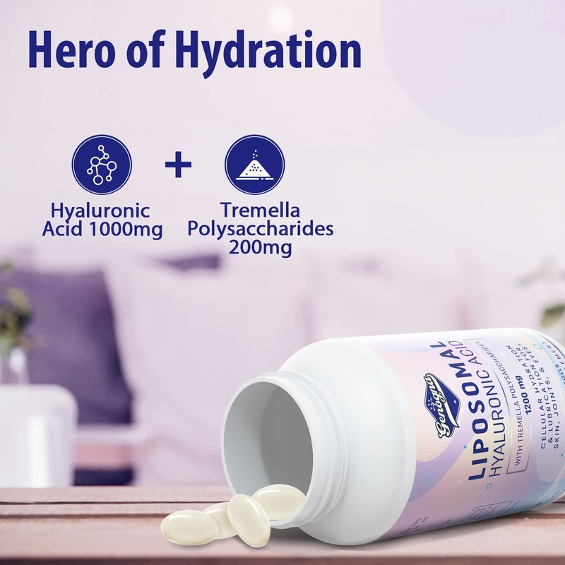 Liposomal Hyaluronic Acid Supplements 1000mg-High Bioavailable Dietary Hyaluronic Acid Capsules-with