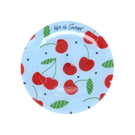 Pavilion Gift Company - Life Is Sweet - 8" Round Glass Appetizer Cherry Patterned Serveware Plate