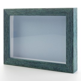 Rustic Blue 12x16 Wood Shadow Box Display Frame with Blue Acid-Free Backing UV Acrylic & Hanging Hardware - with 3/4" Usable Depth - Great Magazine Display Frame Shadowbox