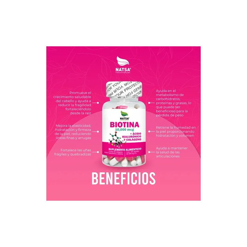 Biotina, 300 Cápsulas (3 Frascos 100 Cap C/u), Cabello, Piel