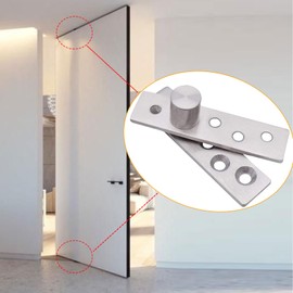 2Pcs Door Hinges 360 Degree Rotation, Durable Stainless Steel Hidden Hinge for Door Cabinet Window, 95mm Concealed Rotating Hardware Fastener, Heavy Duty Up Down Eccentric Shaft Pivot