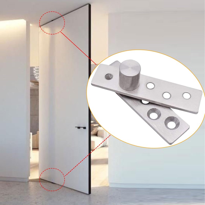 2Pcs Door Hinges 360 Degree Rotation, Durable Stainless Steel Hidden
