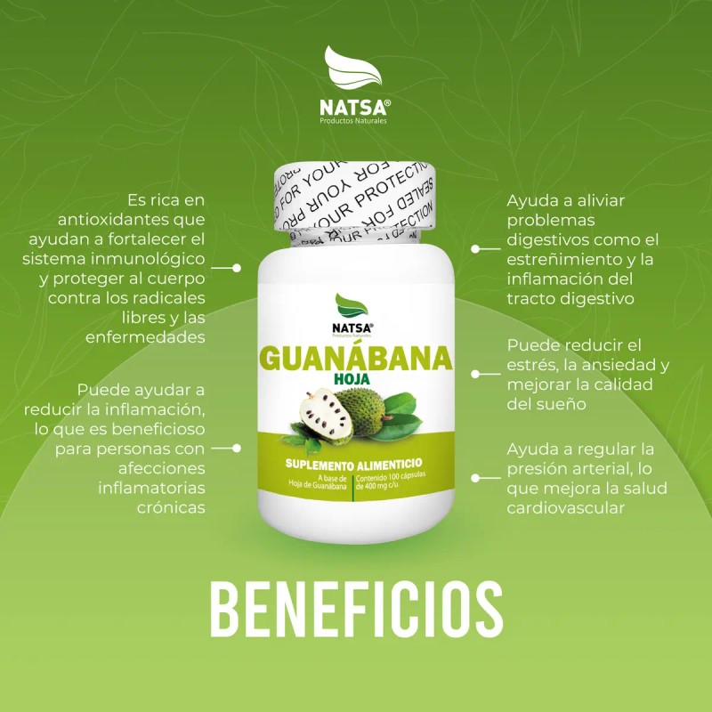 Guanabana Hoja 100 Cápsulas Sabor Natural