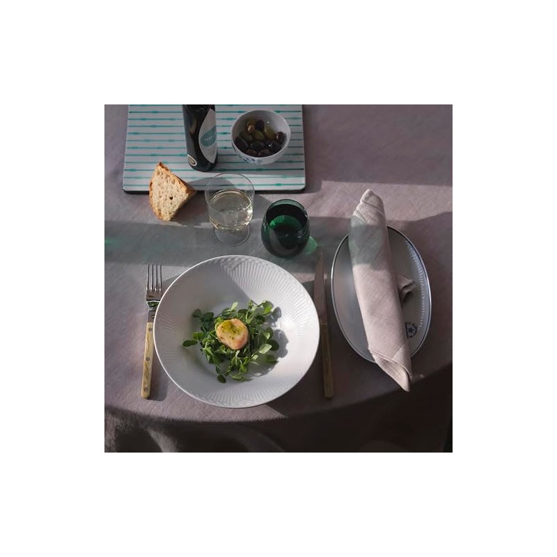 Royal Copenhagen 1061054 White Fluted Half Lace Deep Plate, Deep