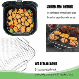 LxcshLjx 8 inch Square Air Fryer Rack, 304 Stainless Steel Dehydrator Rack, Air Fryer Accessories, Toast Rack, Grill Rack, Cooking Rack, Grill Accessories for Instant Vortex, and Oven