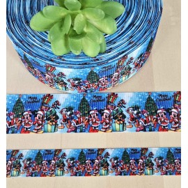 7/8 & 1.5" (1 YD) Mickey Mouse Christmas Ribbon Goofy Pluto Daisy Donald Duck - 1 1/2"