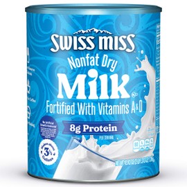 Swiss Miss Shelf Stable Nonfat Dry Powdered Milk, 45.43 oz. Canister – Fortified with Vitamins A and D, Excellent Source of Calcium