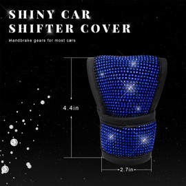 ZNDAW Bling Auto Gear Shift Knob Cover, Rhinestone Glitter Shifter Stick Protector for Girls Women, Sparkly Diamond Transmission Gear Shift Lever Knob Cover for Cars Trucks SUVs (Blue)