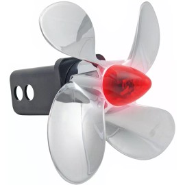 Cobra-Tek Spin Propeller Trailer Hitch Cover W/ LED Brake Light Chrome 2" / 1.25" Receiver