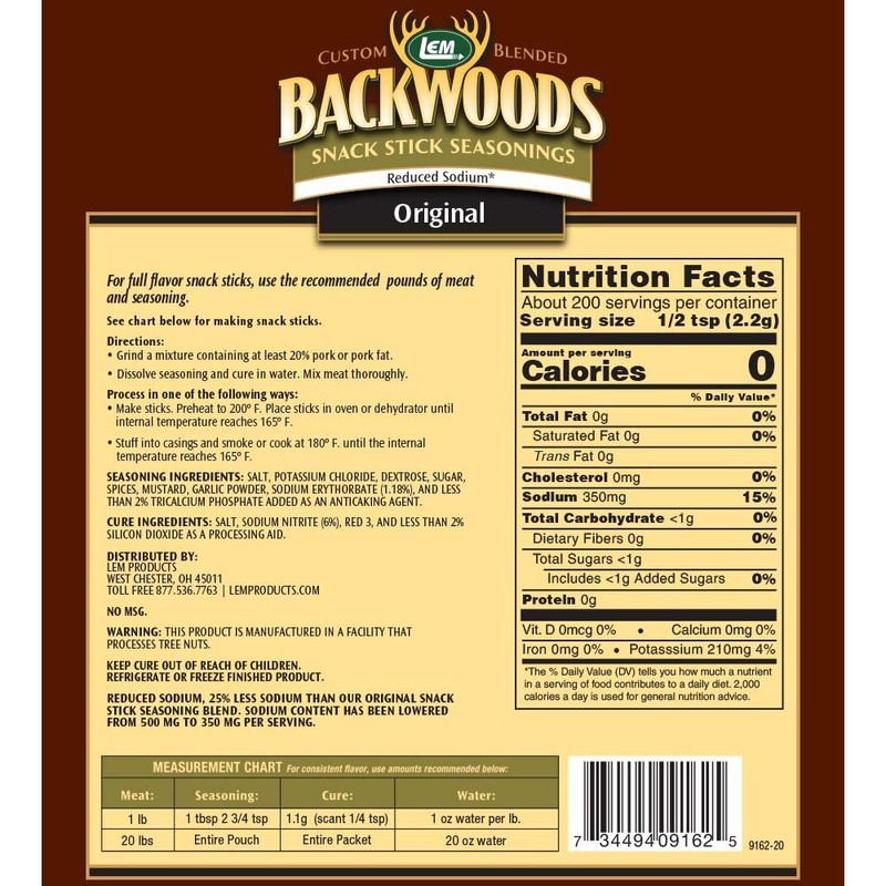 LEM 9162 Backwoods Low Sodium Snack Stick Seasoning (20-Lbs)
