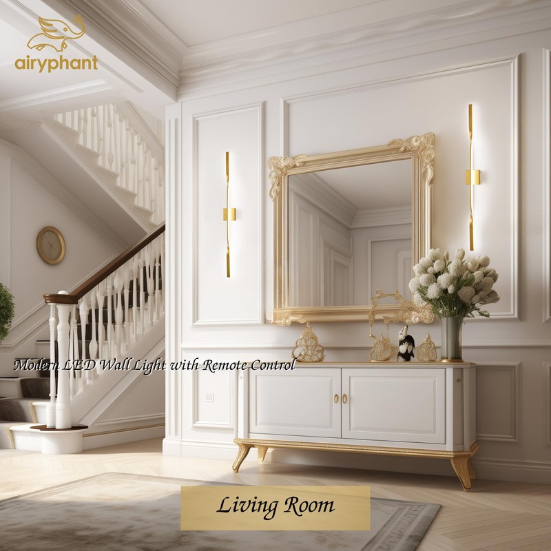 AIRYPHANT 48in Gold LED Vanity Light Harwired Wall Sconce, Long