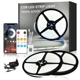 Yeewhale COB LED Strip 6000 K White, 320 LEDs/M, App Control with Remote Control, 30 m, Dimmable, 24 V, Flexible COB LED Strip Set, CRI90 + Bright Under-Unit LED Light for Home Party DIY Decoration