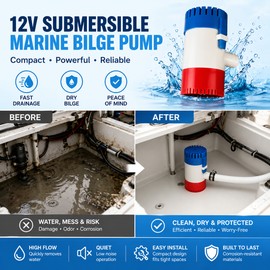 12V Submersible Bilge Pump for Boats – Compact Marine Water Pump with 19 mm Outlet for Yachts & Fishing Boats