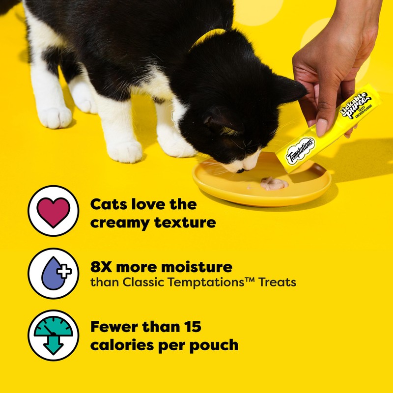 Temptations Creamy Puree Squeezable Lickable Cat Treats, Wet Cat Treats