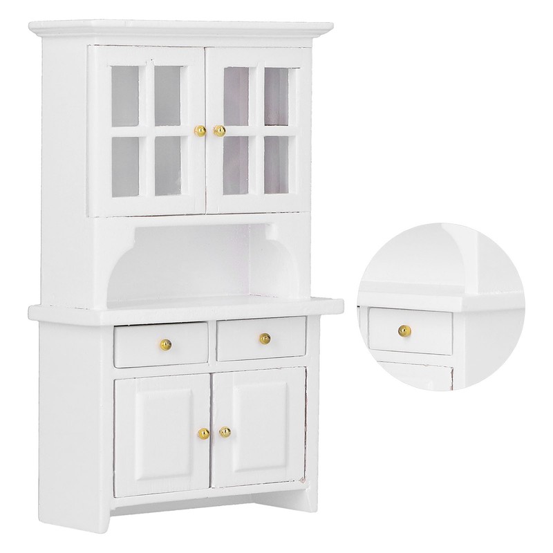 1:12 Dollhouse Cabinet Wooden Simulated Miniature Kitchen Furniture Decoration AccessoriesWhite
