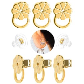 Earring Backs for Droopy Ears, Adjustable Heavy Earrings Lifters Backs, 8 Pairs Replacements (6 Gold Crown + 2 Silicone)