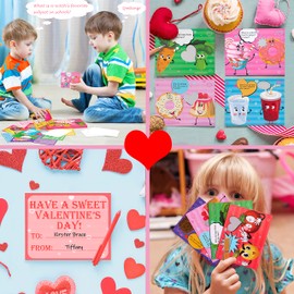 Geefuun 40 Sets Valentines Cards for Kids - 40 Scratch Off Jokes Cards + 40 Envelopes Classroom School Exchange Gifts Love Party Favors Supplies