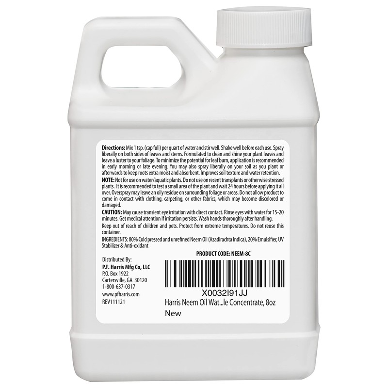 HARRIS Neem Oil Cold Pressed Water Soluble Concentrate, Makes 12