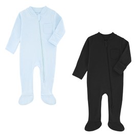 Tiny Baby Clothes Unisex Newborn Zip Sleepsuits Baby Sleepwear Footed Pajamas 0-3 Months Blue/Black