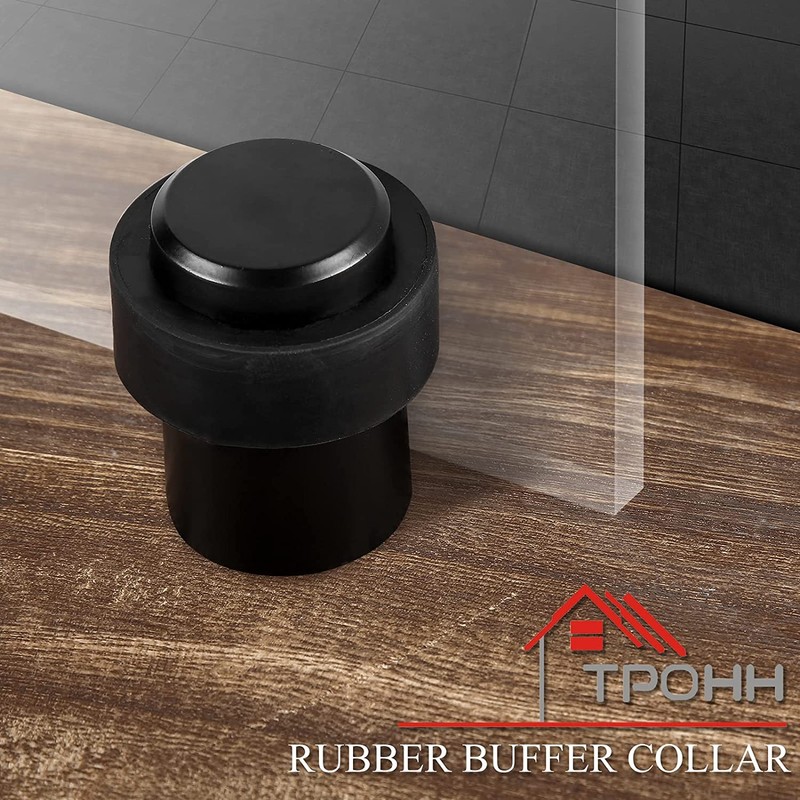 TPOHH Stainless Steel Cylindrical Floor Mount Door Stop with Soft