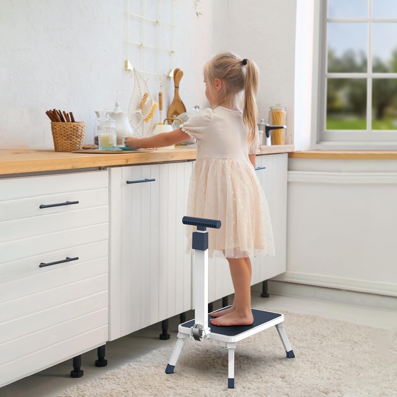 Folding Step Stool, Step Stools with Handle for Elderly Adults,