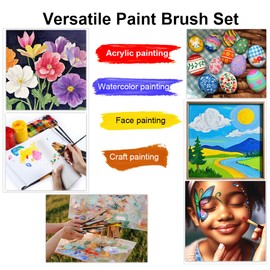 Transon Art Painting Brush Assorted Set of 12 for Acrylic Watercolor Gouache Hobby Painting