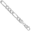 Sterling Silver Figaro Link Chain Necklace 8mm Pave diamond cut